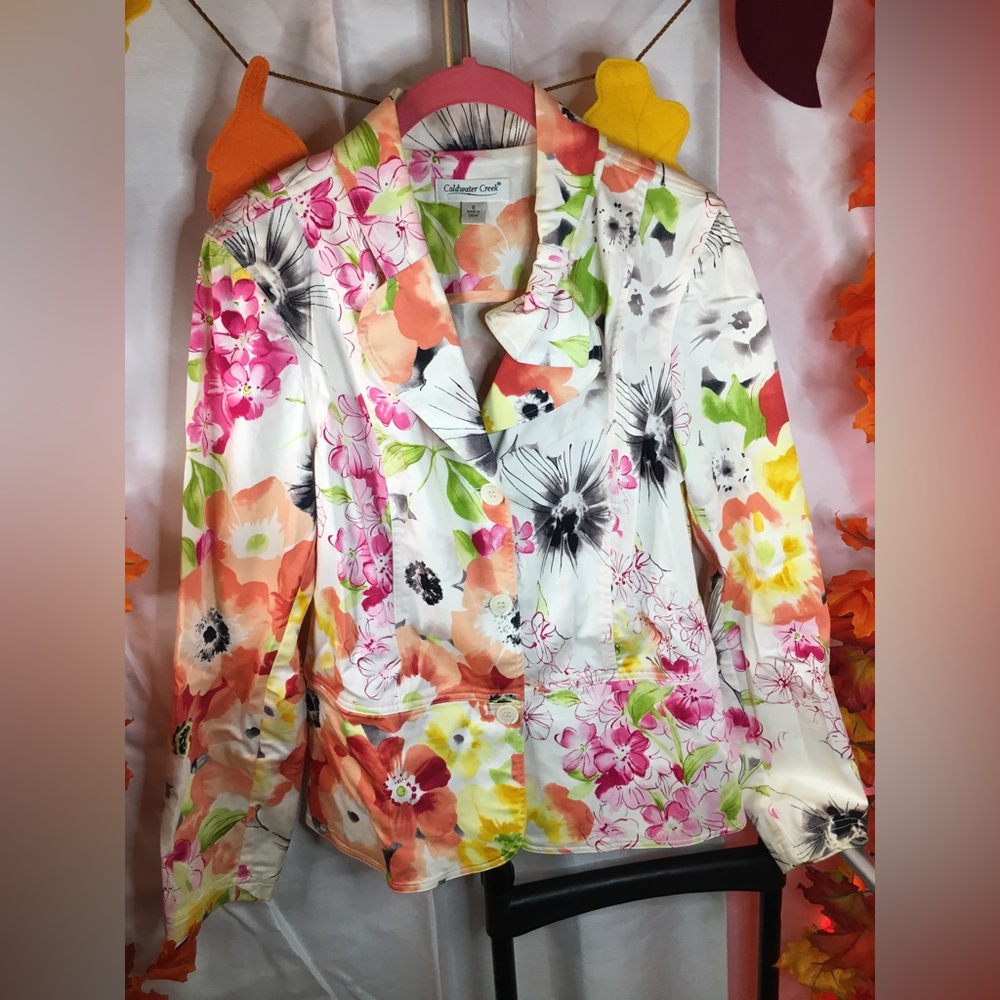 Coldwater Creek | Women’s Colorful Floral Print Pea Coat Jacket
